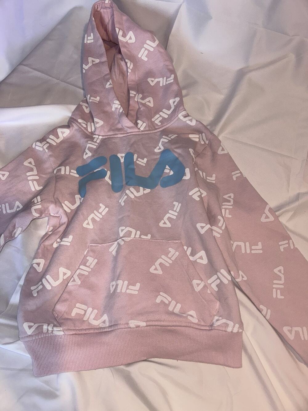 Fila Girl's Hooded Hoodie Size Small 7/8 Pink Logo
